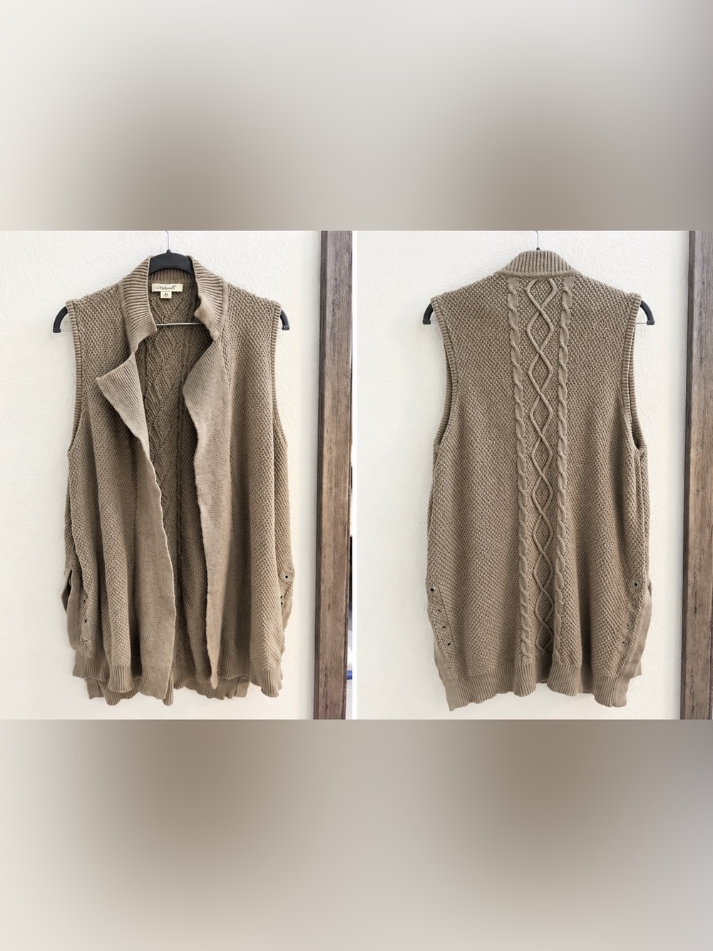 Simply Noelle Open-Front Sleeveless Knit Cardigan - Taupe